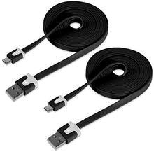 Fosmon® x2 10ft VIVID Micro USB Flat Controller Charging Cables Sony Playstation 4 / PS4 & Microsoft Xbox One Controllers - Fosmon Retail Packaging (Black)