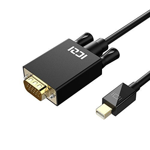 Thunderbolt to VGA, ICZI Mini DisplayPort to VGA Adapter Cable ( 3.3ft/1m ), Male to Male, Gold-Plated, 1080P Supported