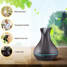 Homasy 400ML Essential Oil Diffuser, Ultrasonic Aromatherapy Cool Mist Humidifier with 14 -Color LED Light, Wood Grain Design, 4 Timer Settings for Office, Kids’ Room, Spa