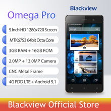 Blackview Omega Pro Mobile Phone 5 Inch HD IPS MTK6753 Octa Core Android 5.1 3G RAM 16G ROM 13MP Cam 4G LTE Full Metal Frame