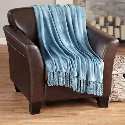 Home Fashion Designs Danya Collection Ultra Velvet Plush Fringe Luxury Throw Blanket in Solid Colors