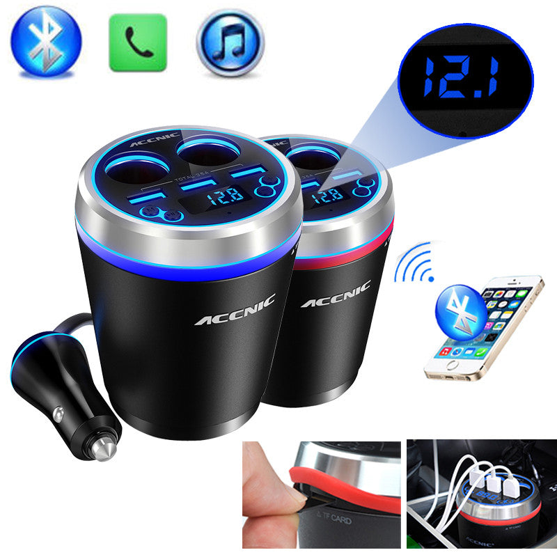 TF/Micro SD Music MP3 Player Bluetooth Car Kit FM Transmitter HandsFree Cigarette Lighter Adapter Splitter 3 Ports USB Charger