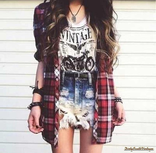 Mystery Vintage T-Shirt & Flannel Hipster Shirt- Pick Your Size